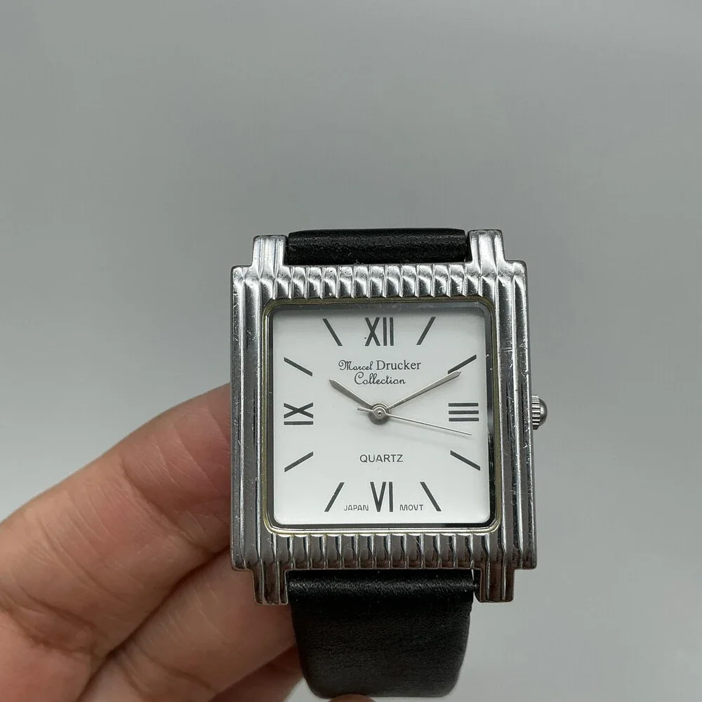 Marcel Drucker 22-390 Womens Watch 29mm White Dial Black Leather New Battery